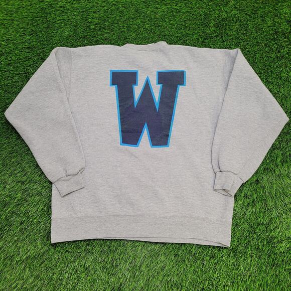 Vintage 90s Wilton High-School Sweatshirt Large 22x25 USA Boxy Baggy - Picture 1 of 10